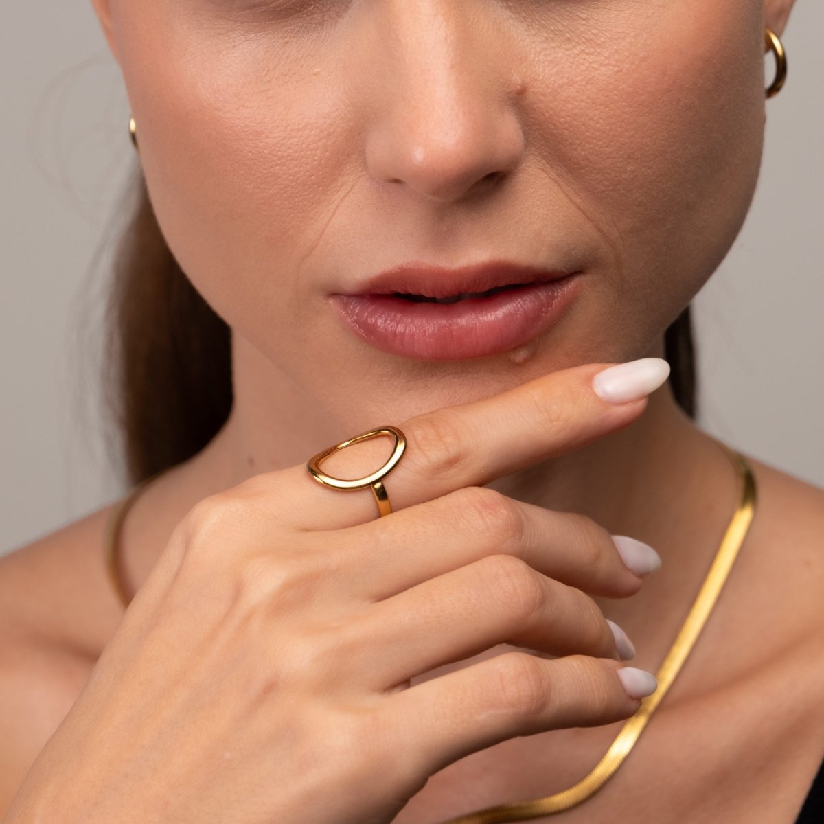 Organic Contour Abstract Ring 18k Gold Plated