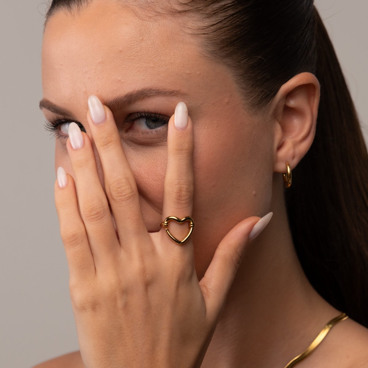 Open Heart Ring 18k Gold Plated