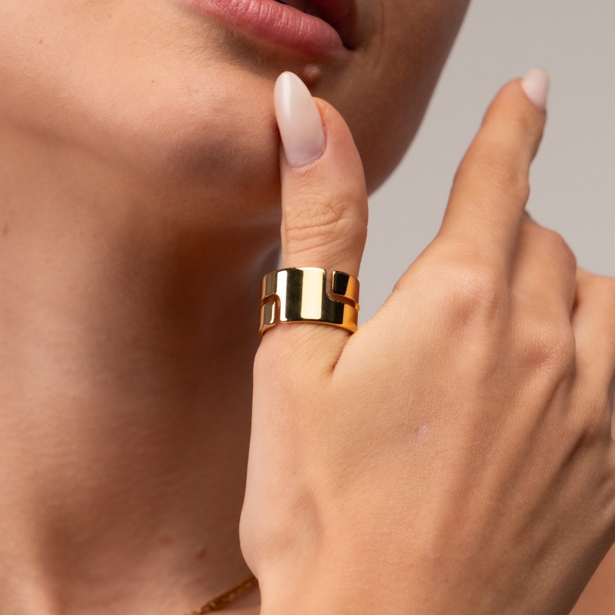 Hi-Lo Chunky Ring 18k Gold Plated