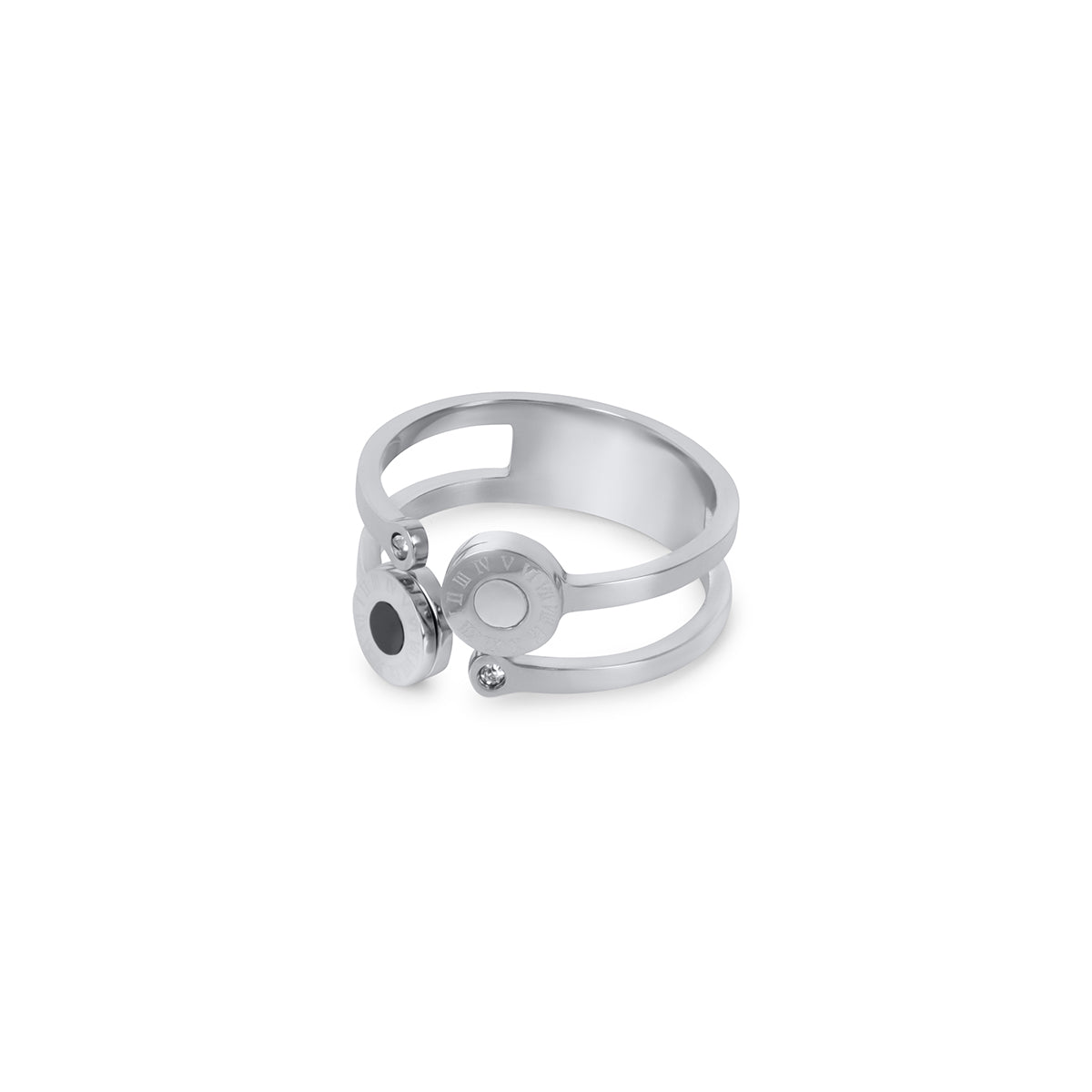 Venice Roman Numeral 18k Gold Plated Ring - Silver