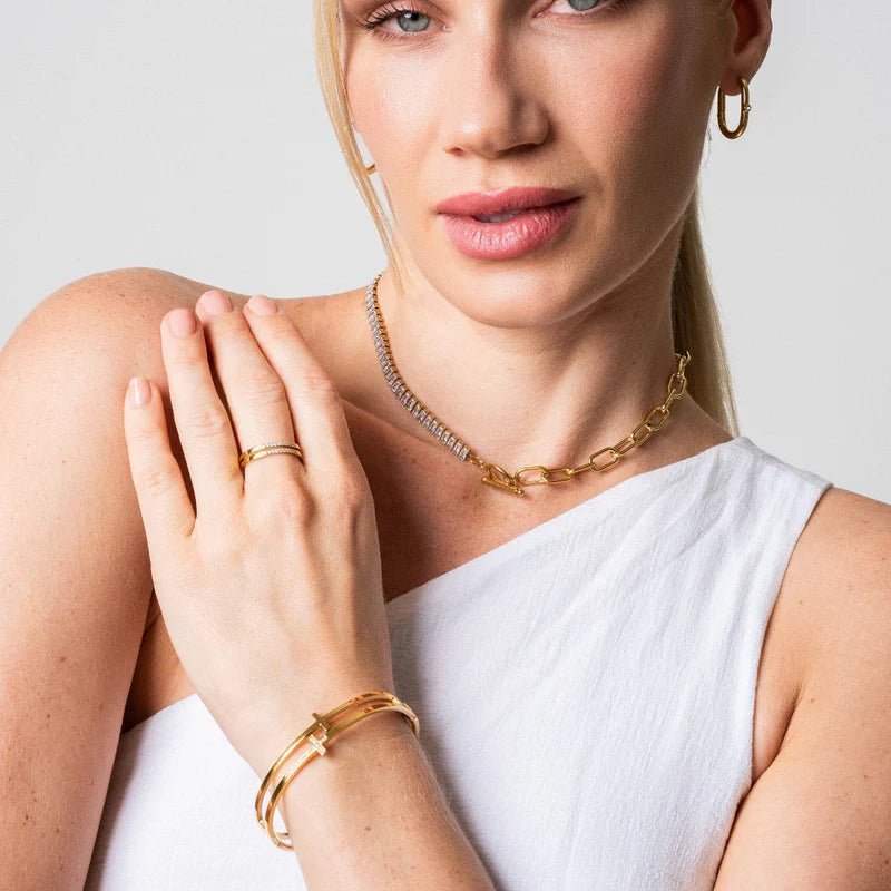 Cross Necklace and Earring Set 18k Gold Plated