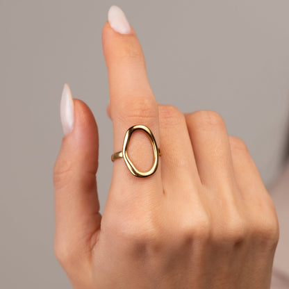 Organic Contour Abstract Ring 18k Gold Plated