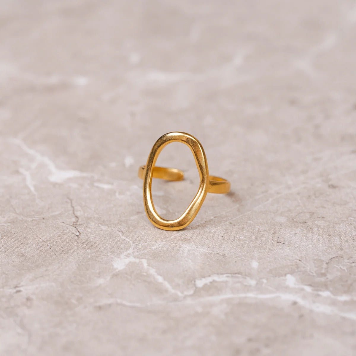 Organic Contour Abstract Ring 18k Gold Plated