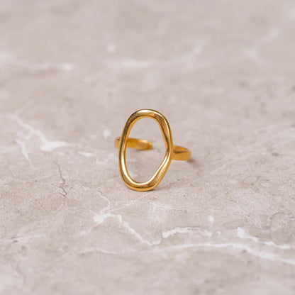 Organic Contour Abstract Ring 18k Gold Plated