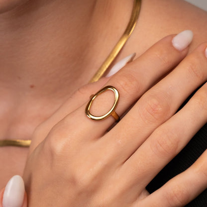 Organic Contour Abstract Ring 18k Gold Plated