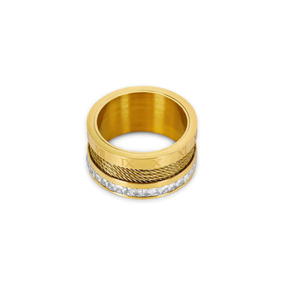 Wire and Crystals Ring 18k Gold Plated