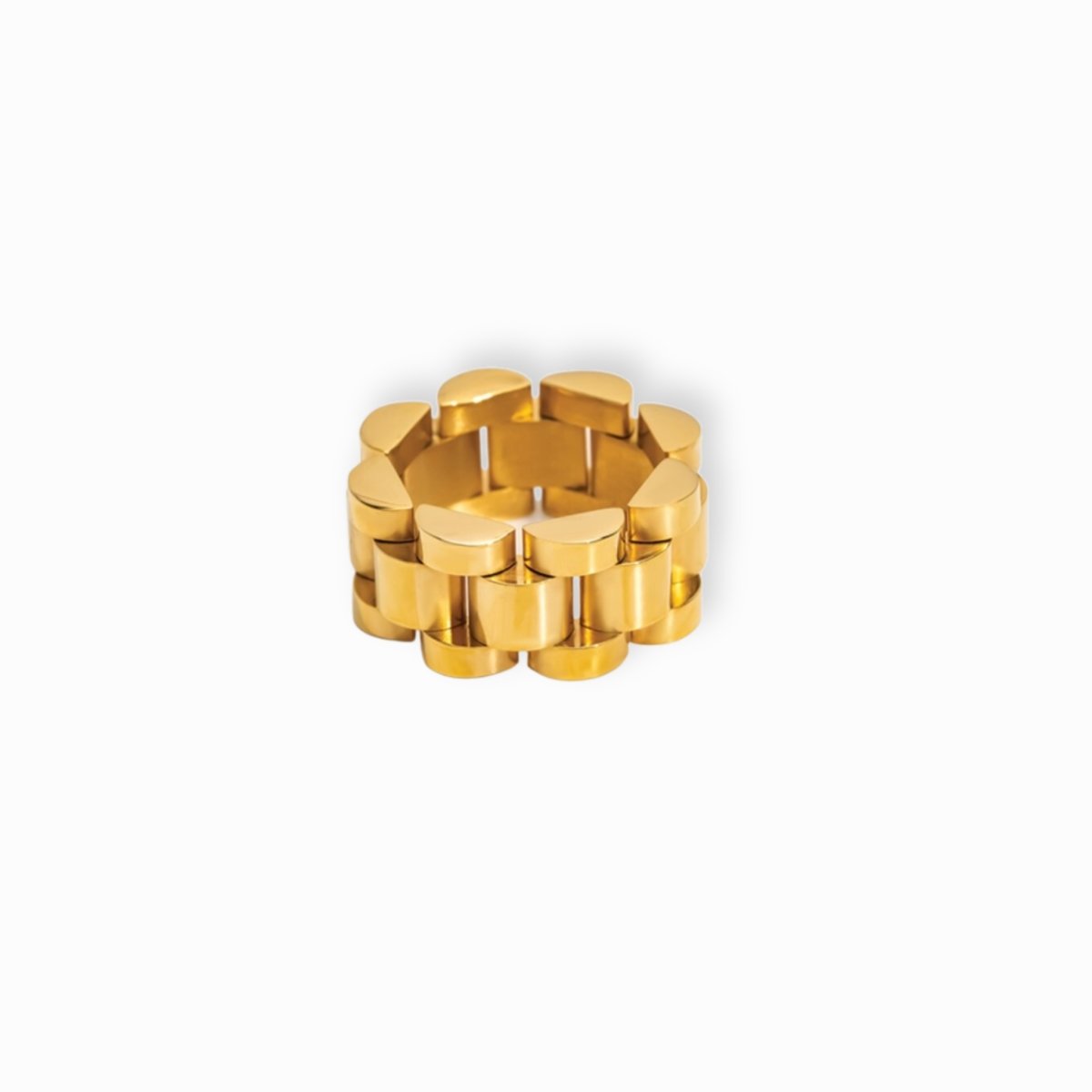 Beauty Wide Minimalist Link 18k Gold Plated Ring