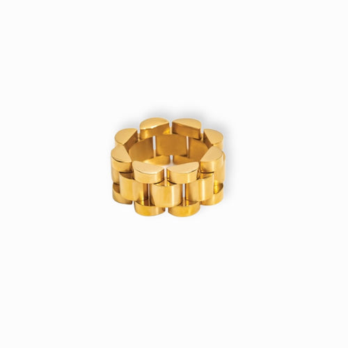Beauty Wide Minimalist Link 18k Gold Plated Ring