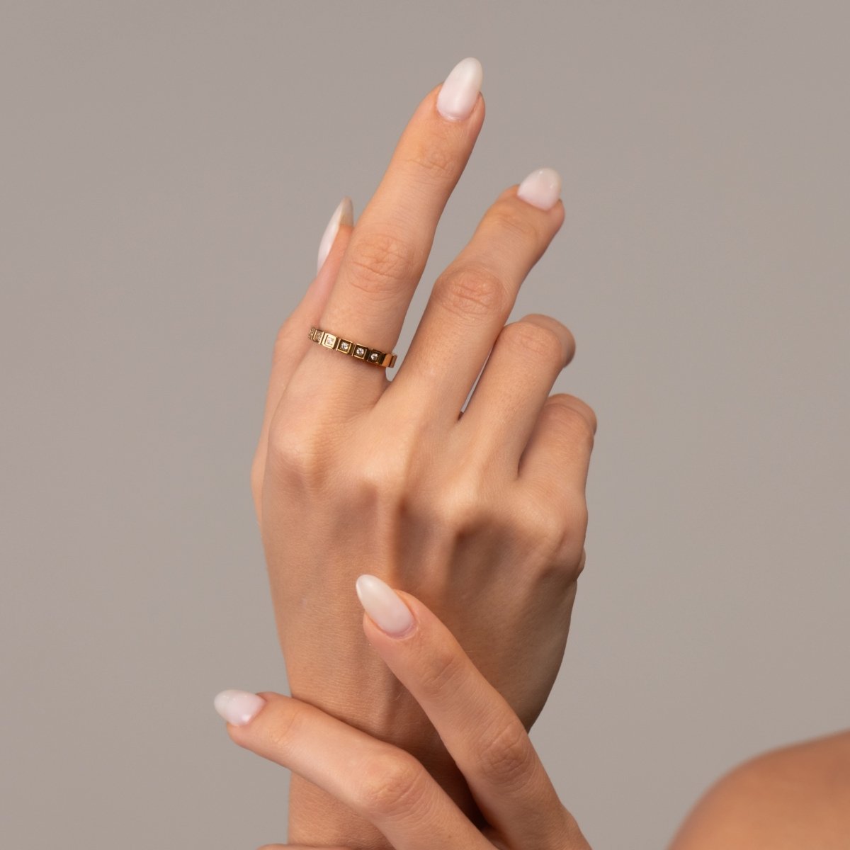 Stone Blocks 18k Gold Plated Ring