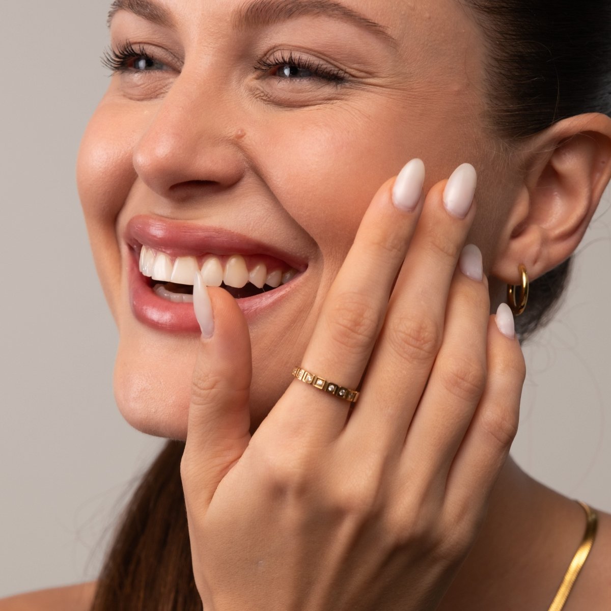 Stone Blocks 18k Gold Plated Ring