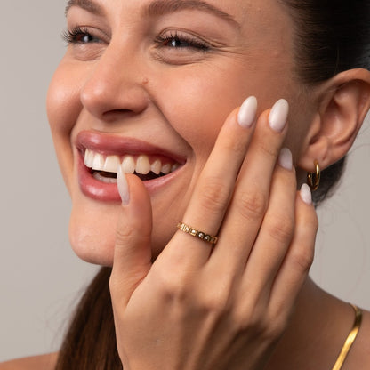 Stone Blocks 18k Gold Plated Ring