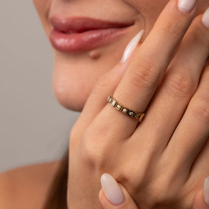 Stone Blocks 18k Gold Plated Ring