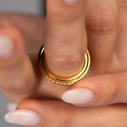 Brilliant Spinner Ring 18k Gold Plated