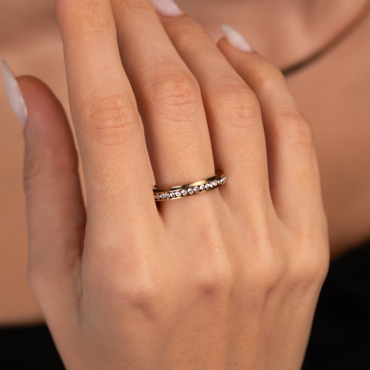 Brilliant Spinner Ring 18k Gold Plated
