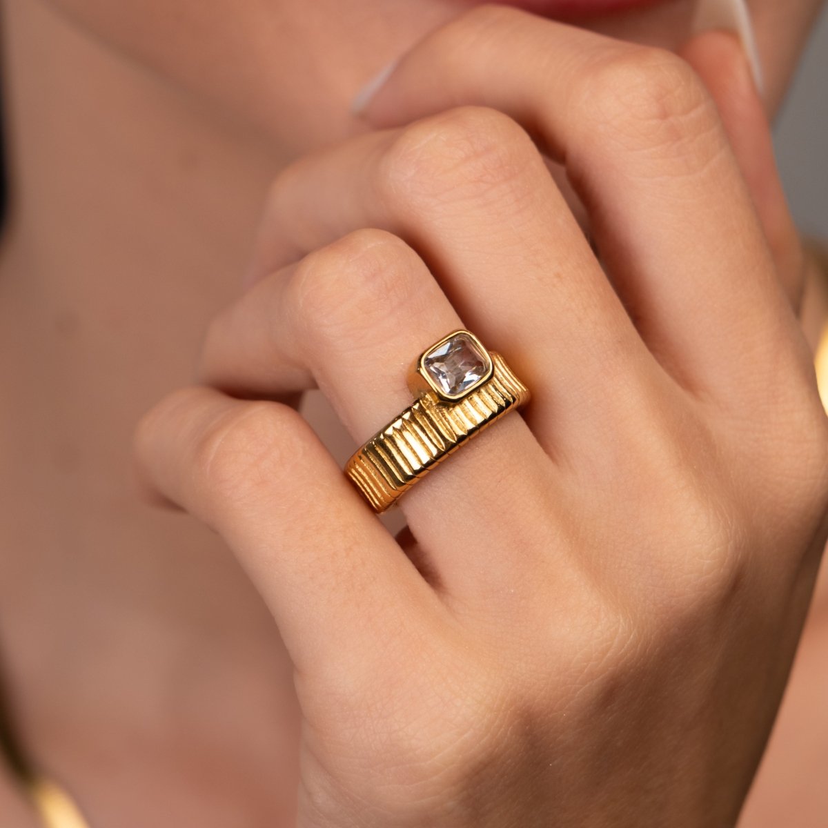 Capri Crystal Ring - 18k Gold Plated