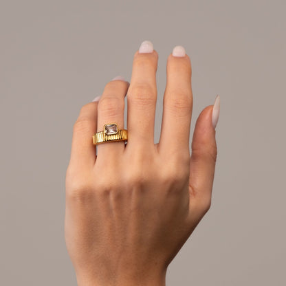 Capri Crystal Ring - 18k Gold Plated