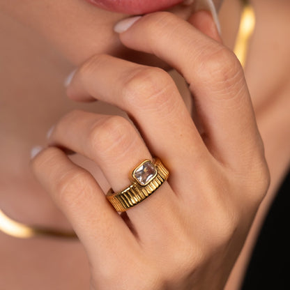 Capri Crystal Ring - 18k Gold Plated