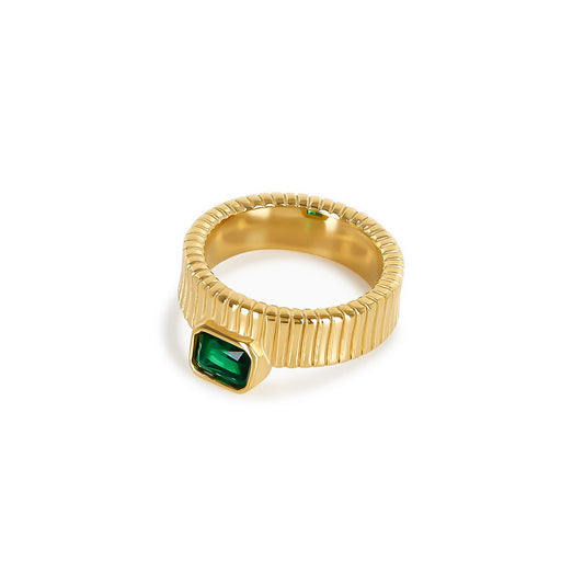 Capri Emerald Ring - 18k Gold Plated