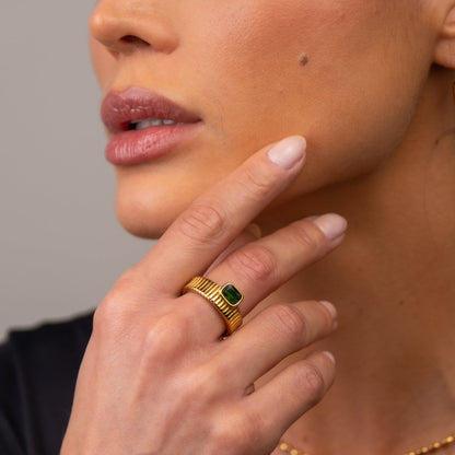 Capri Emerald Ring - 18k Gold Plated