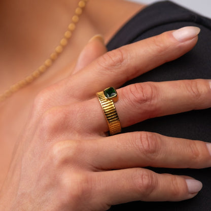 Capri Emerald Ring - 18k Gold Plated