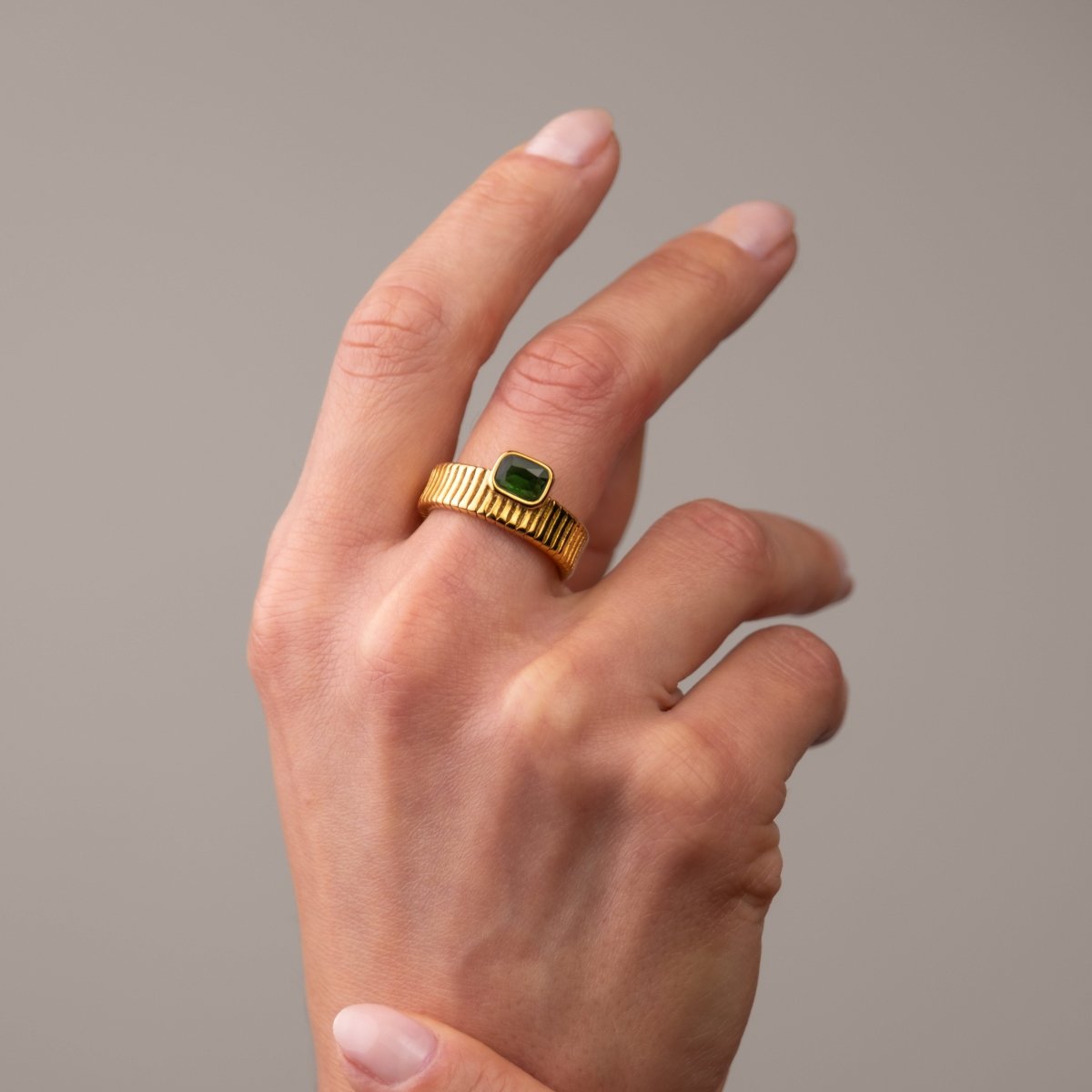 Capri Emerald Ring - 18k Gold Plated