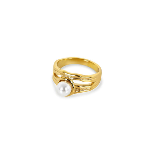 Catalina Pearl Solitaire Ring 18k Gold Plated