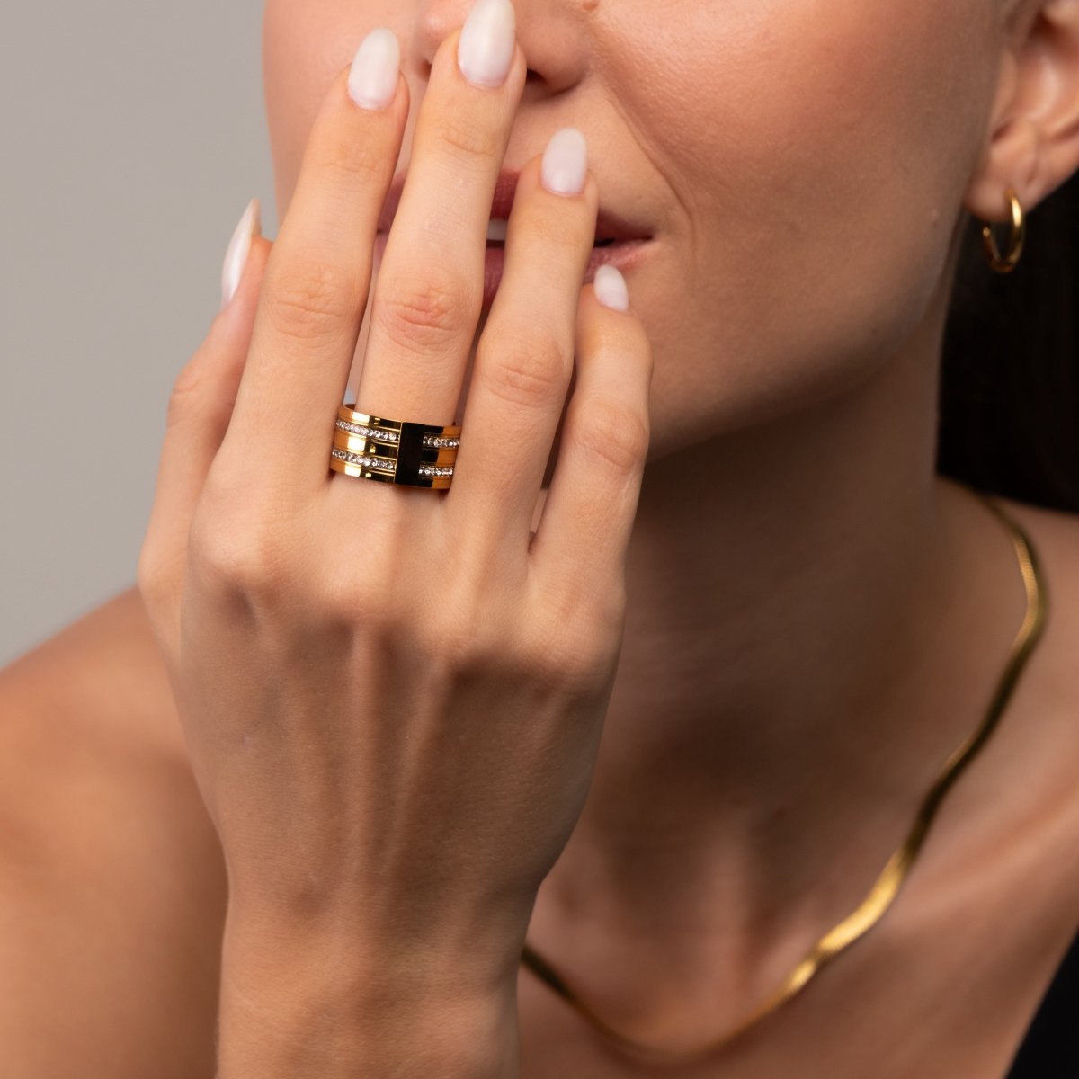Caviar Stack 18k Gold Plated Ring
