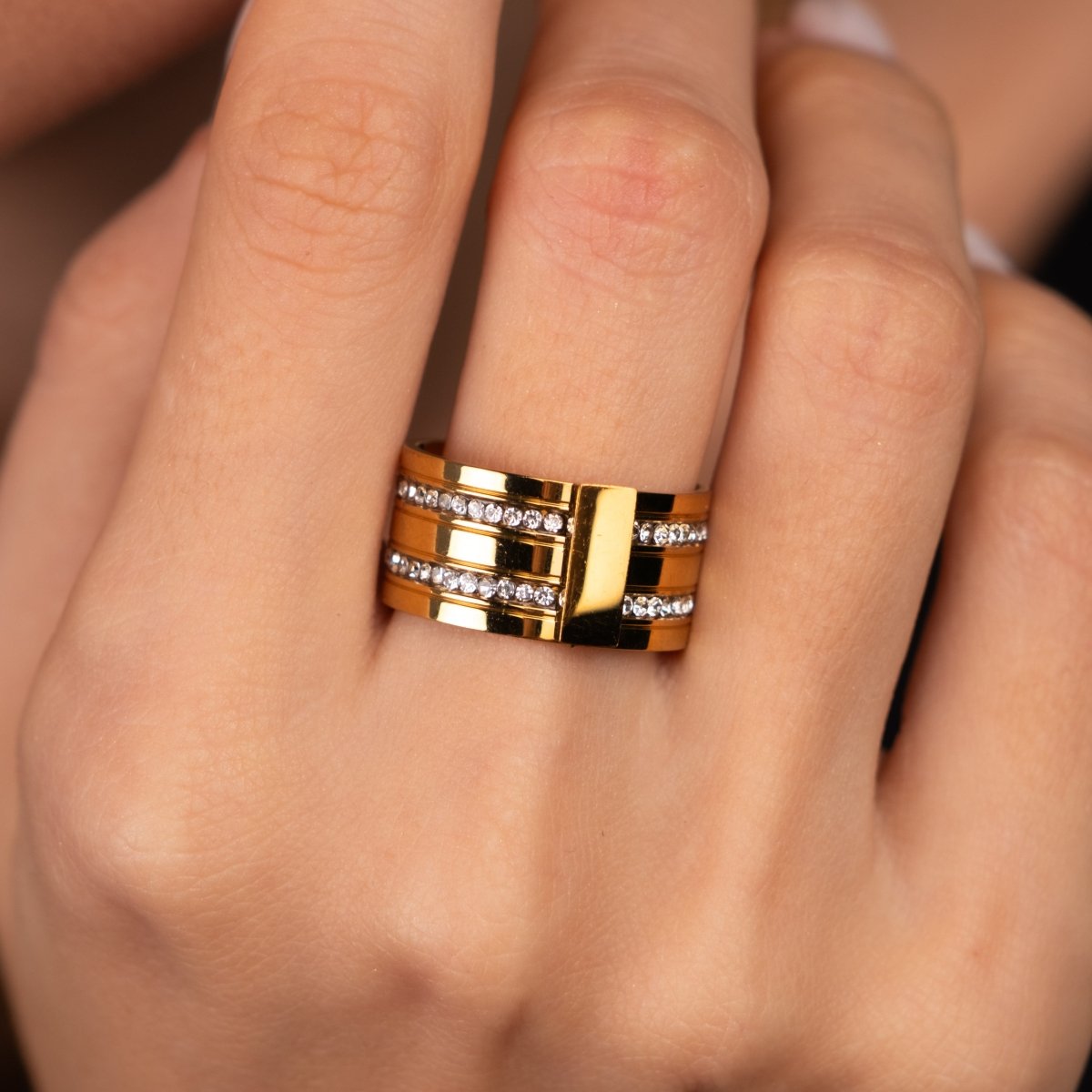 Caviar Stack 18k Gold Plated Ring