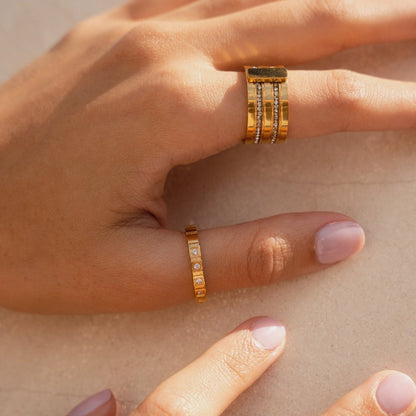 Caviar Stack 18k Gold Plated Ring