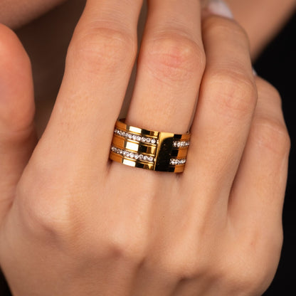 Caviar Stack 18k Gold Plated Ring