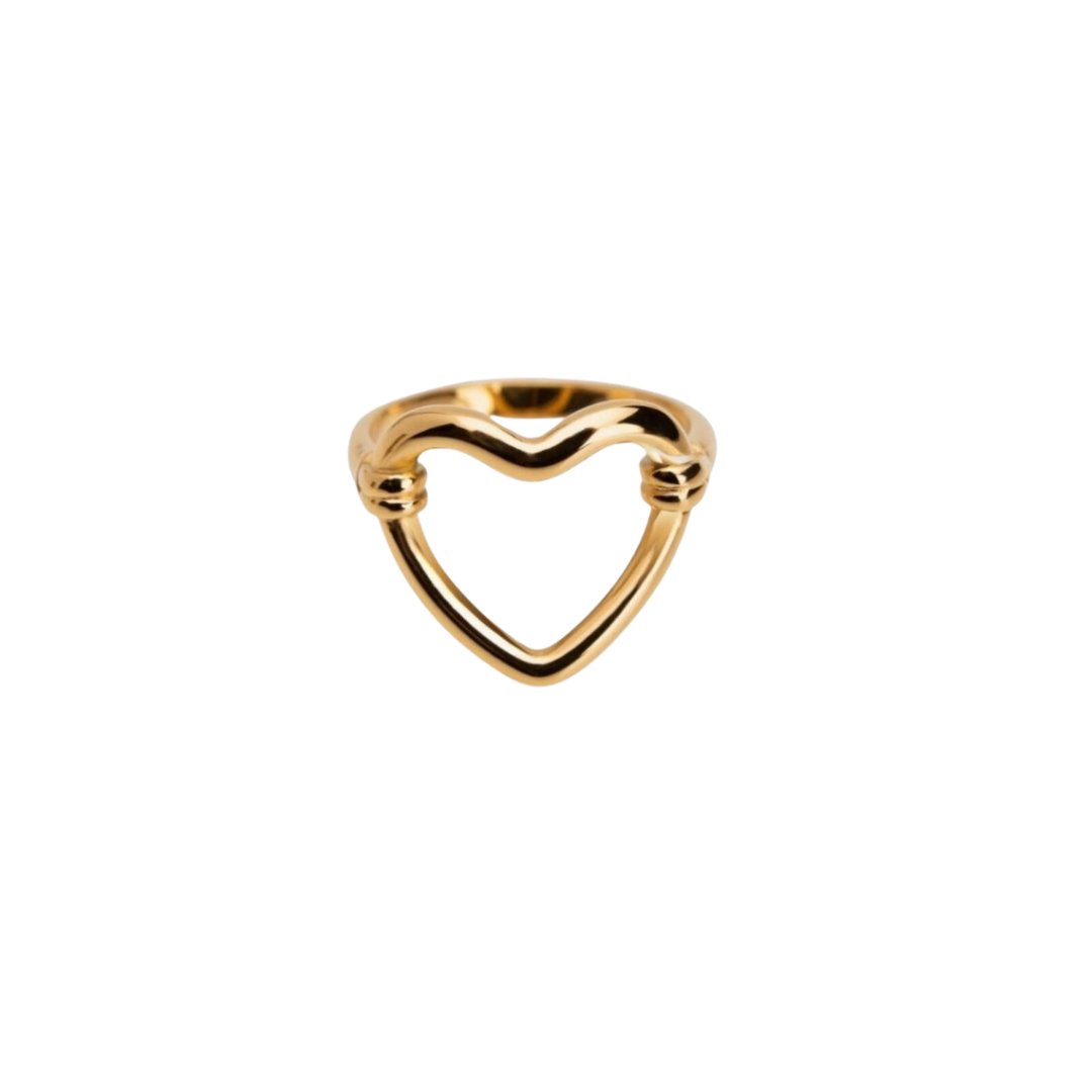 Open Heart Ring 18k Gold Plated