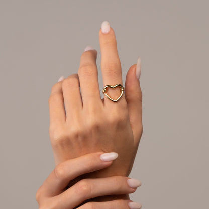 Open Heart Ring 18k Gold Plated