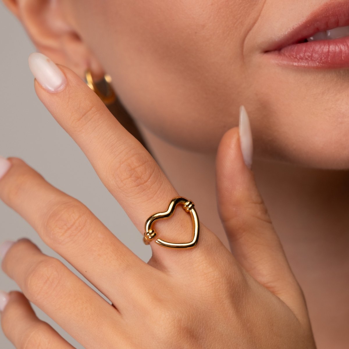 Open Heart Ring 18k Gold Plated