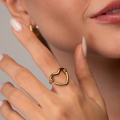 Open Heart Ring 18k Gold Plated
