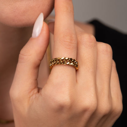Chain Link 18k Gold Plated Ring