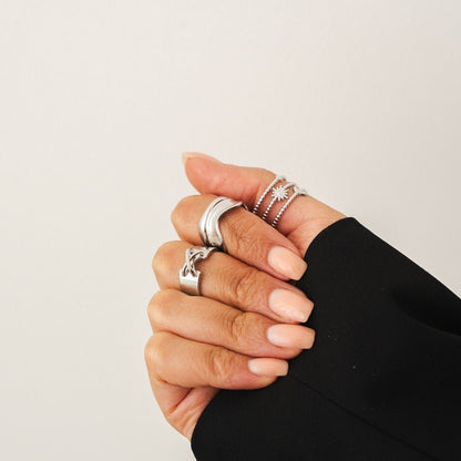 Corset 18k Gold Plated Ring - Silver