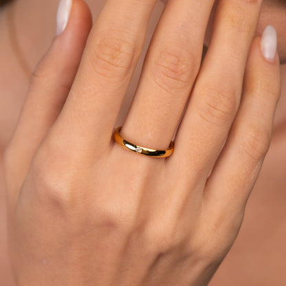 Solitaire Crystal Ring 18k Gold Plated