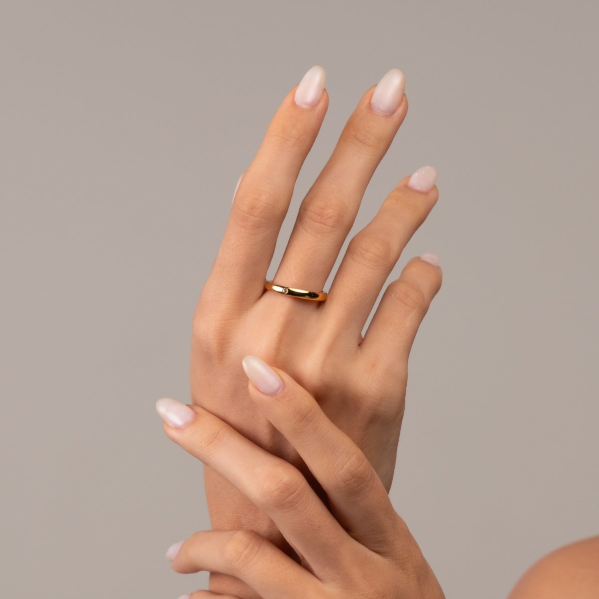 Solitaire Crystal Ring 18k Gold Plated