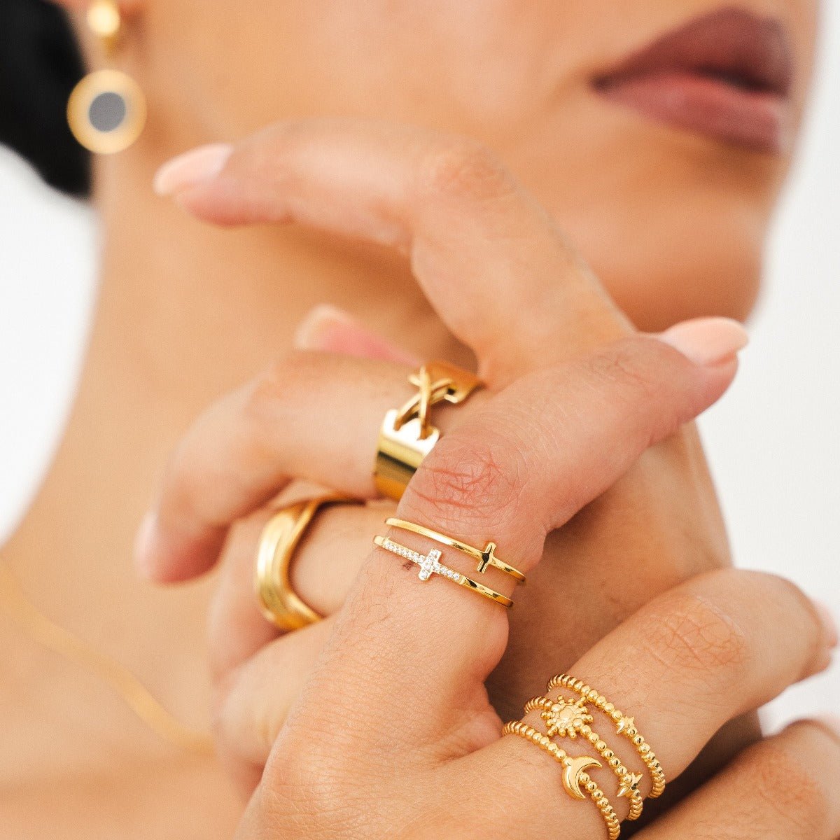Cross Necklace and Earring Set 18k Gold Plated