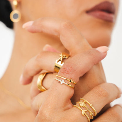 Cross Necklace and Earring Set 18k Gold Plated