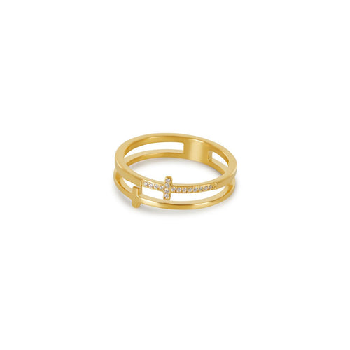 Cross Ring - 18k Gold Plated