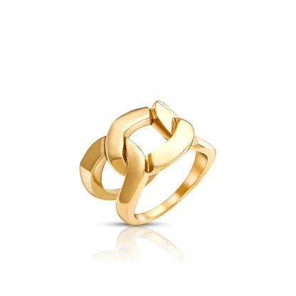 Double Link 18k Gold Plated Ring