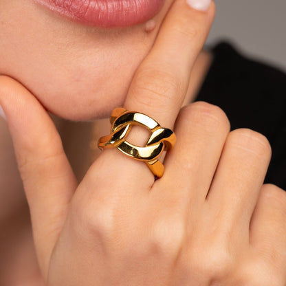 Double Link 18k Gold Plated Ring