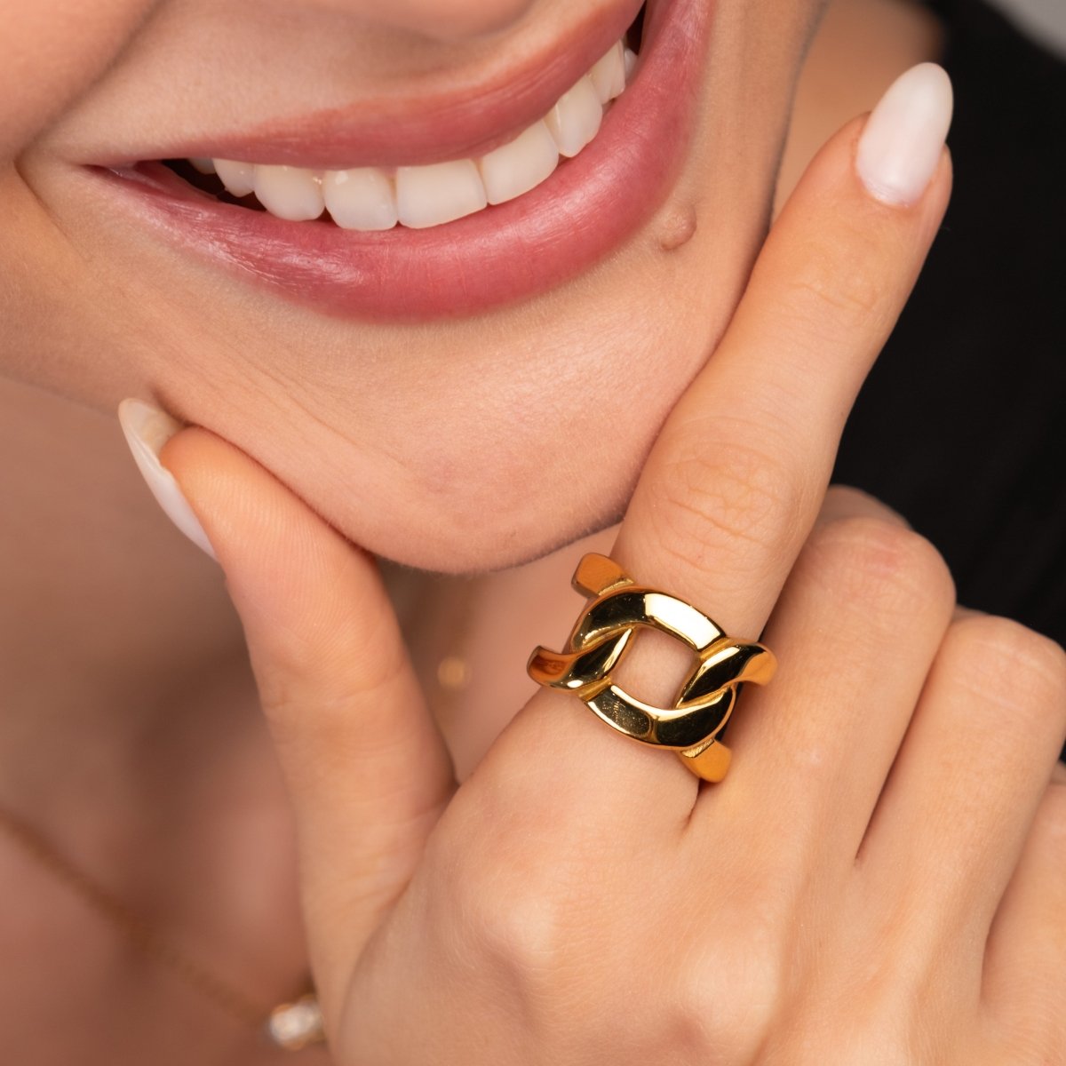 Double Link 18k Gold Plated Ring