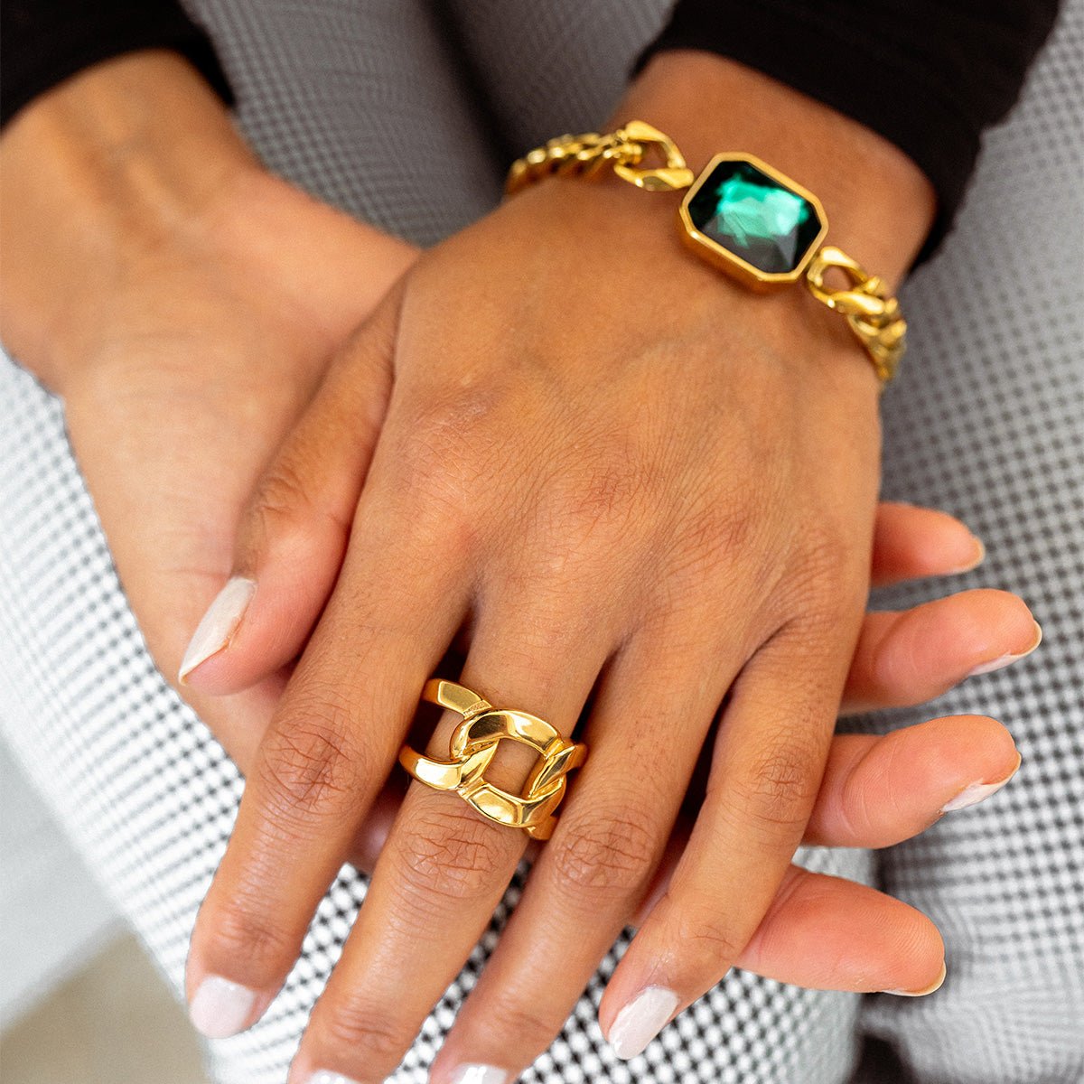 Double Link 18k Gold Plated Ring