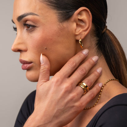 Zirconia Links Ring 18k Gold Plated
