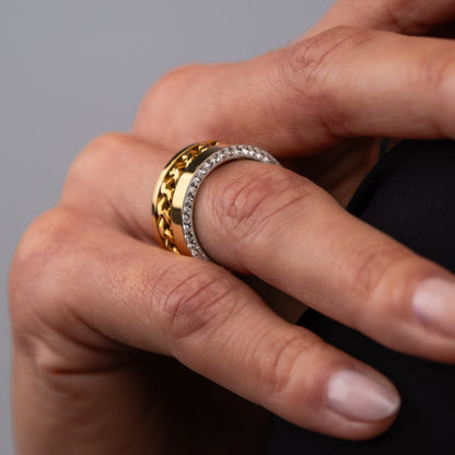 Zirconia Links Ring 18k Gold Plated