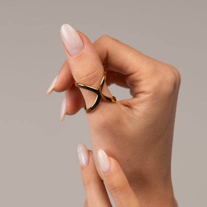 X Ring 18k Gold Plated