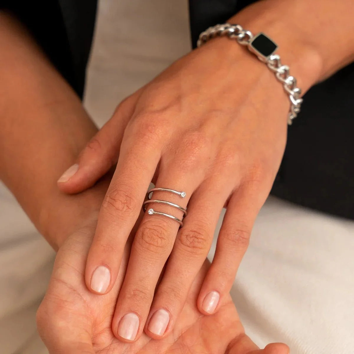 Fine Spiral Ring 18k Gold Plated - Silver