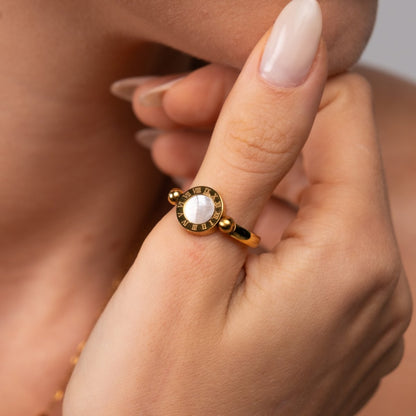 Roman Numeral Spinner Ring 18k Gold Plated